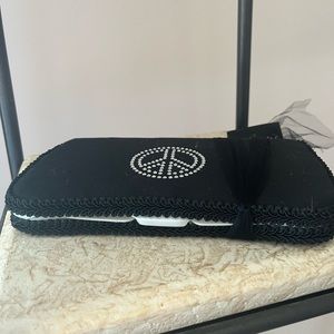 Ajobebe -travel baby wipes case -Black with bedazzled Peace sign